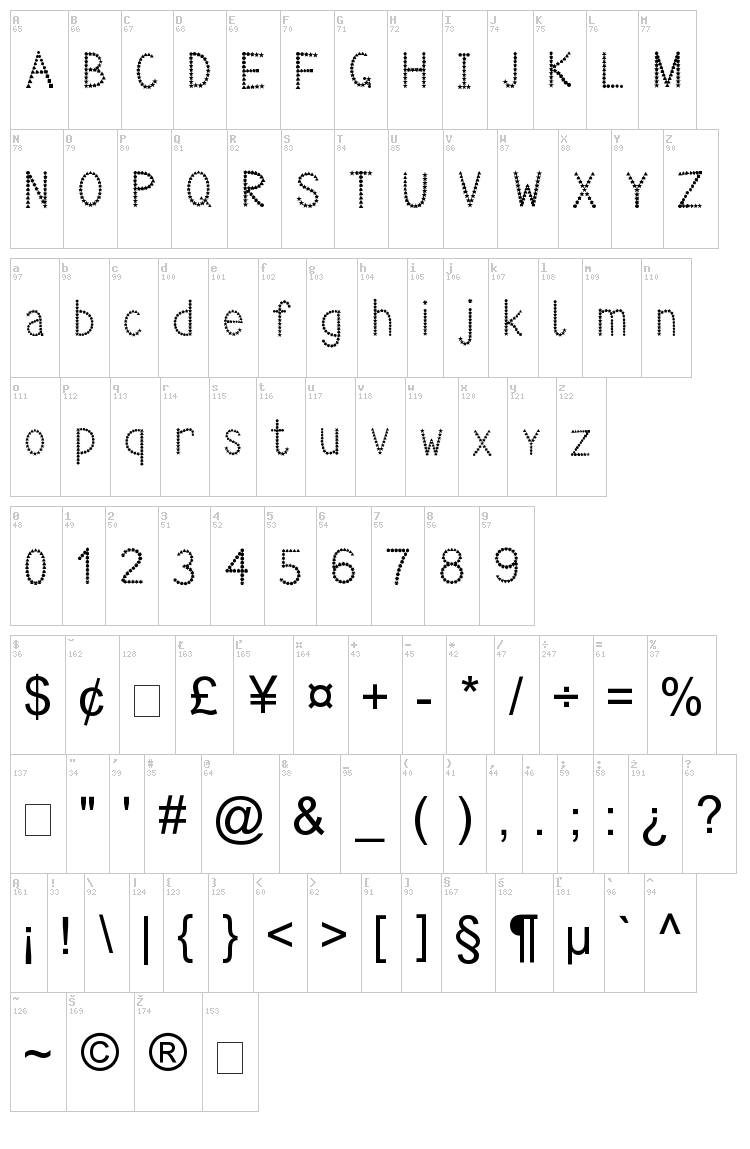 Decor Viper 78 font map